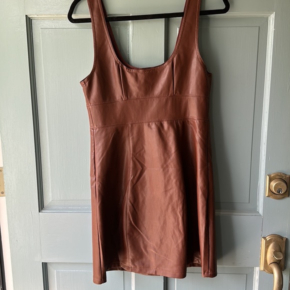 NWOT Free People Elantra Faux Leather Mini Dress - Picture 6 of 13